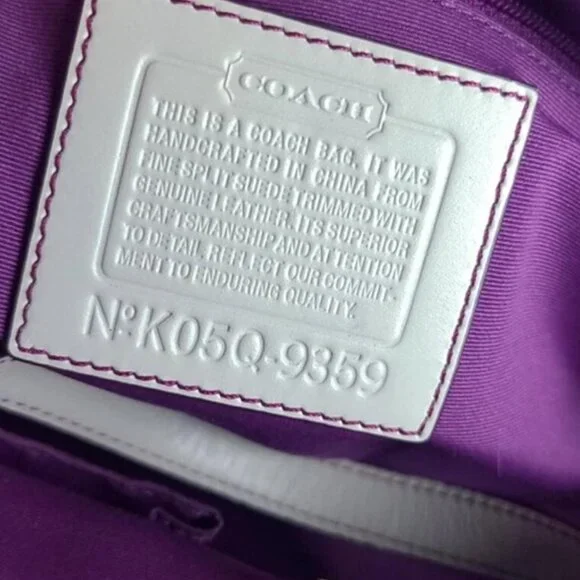 Vintage COACH Optic Signature Tote Handbag in purple Suede Y2K - Picture 9 of 11